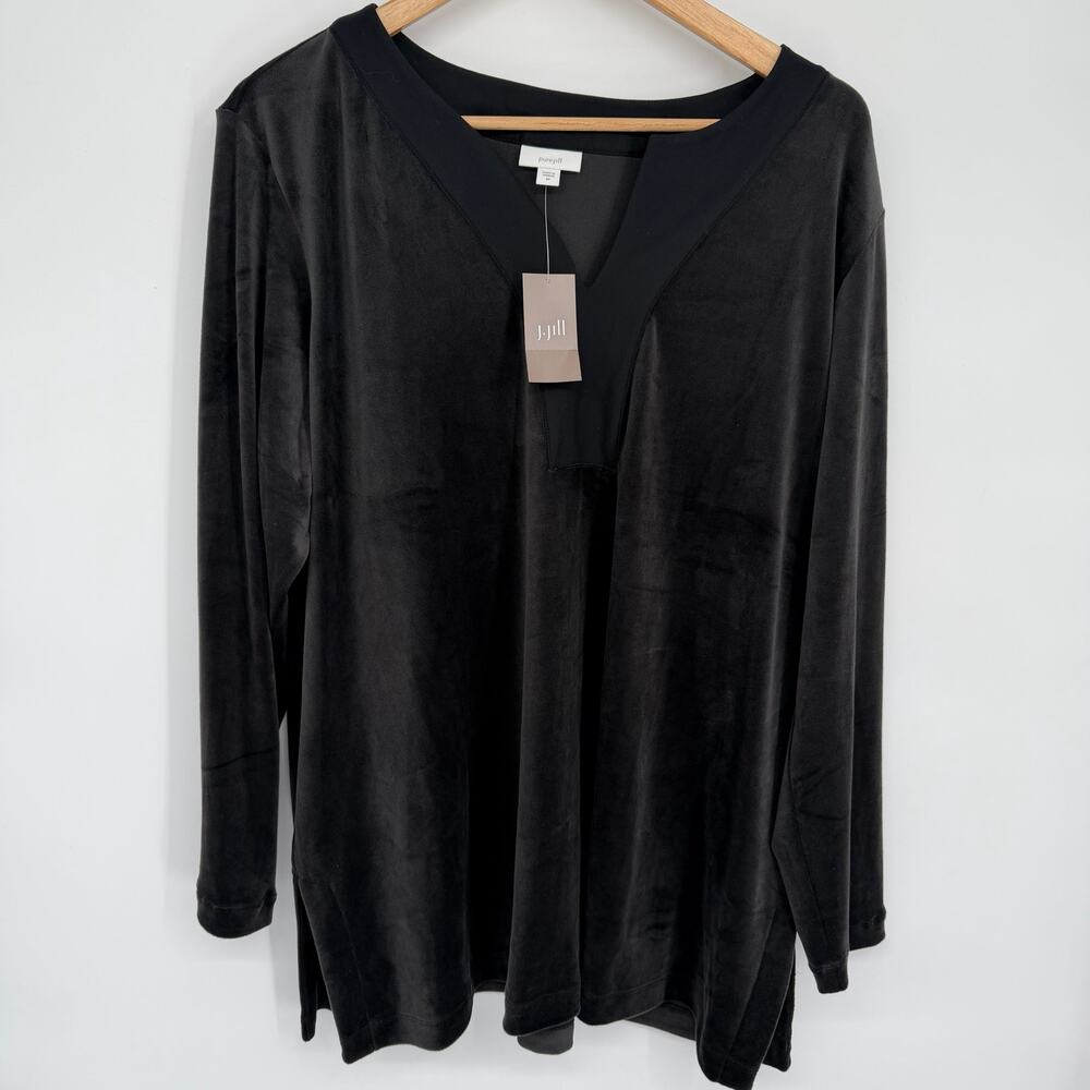 J. Jill Tunic Top Women’s 2X Velvet Goth Feminine Romantic Oversized Long Sleeve